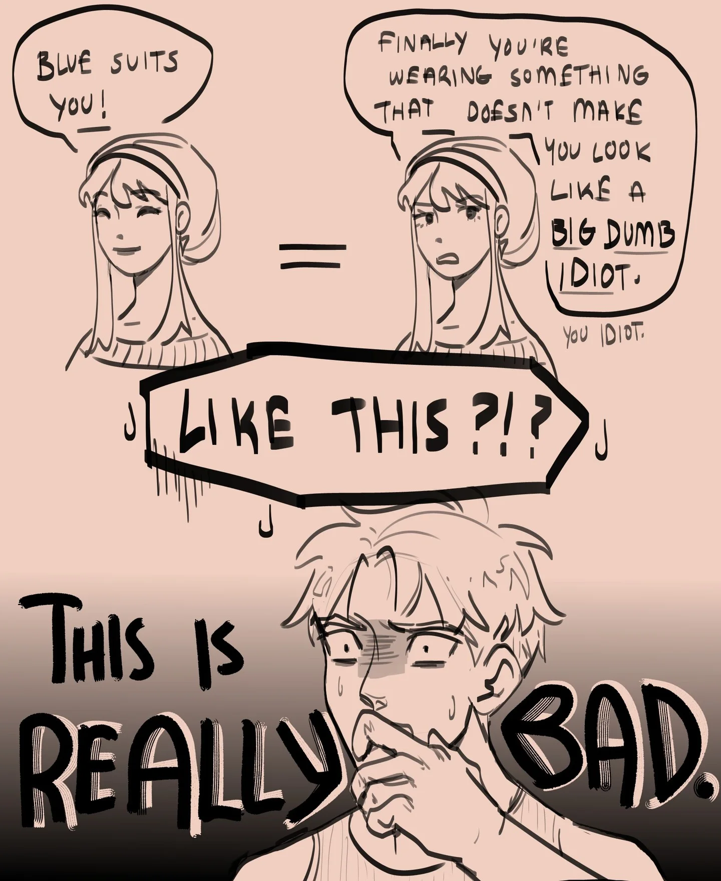 yeah this guy does NOT know how take a compliment (from yor)

this is messier than usual because im drawing after a long time and getting over the art block lol

...

tags

#spyfamily #spyxfamily #loidforger #loid #yorforger #yor #thornprincess #twilight #loidyor #loiyor #twiyor #myart #manga #anime