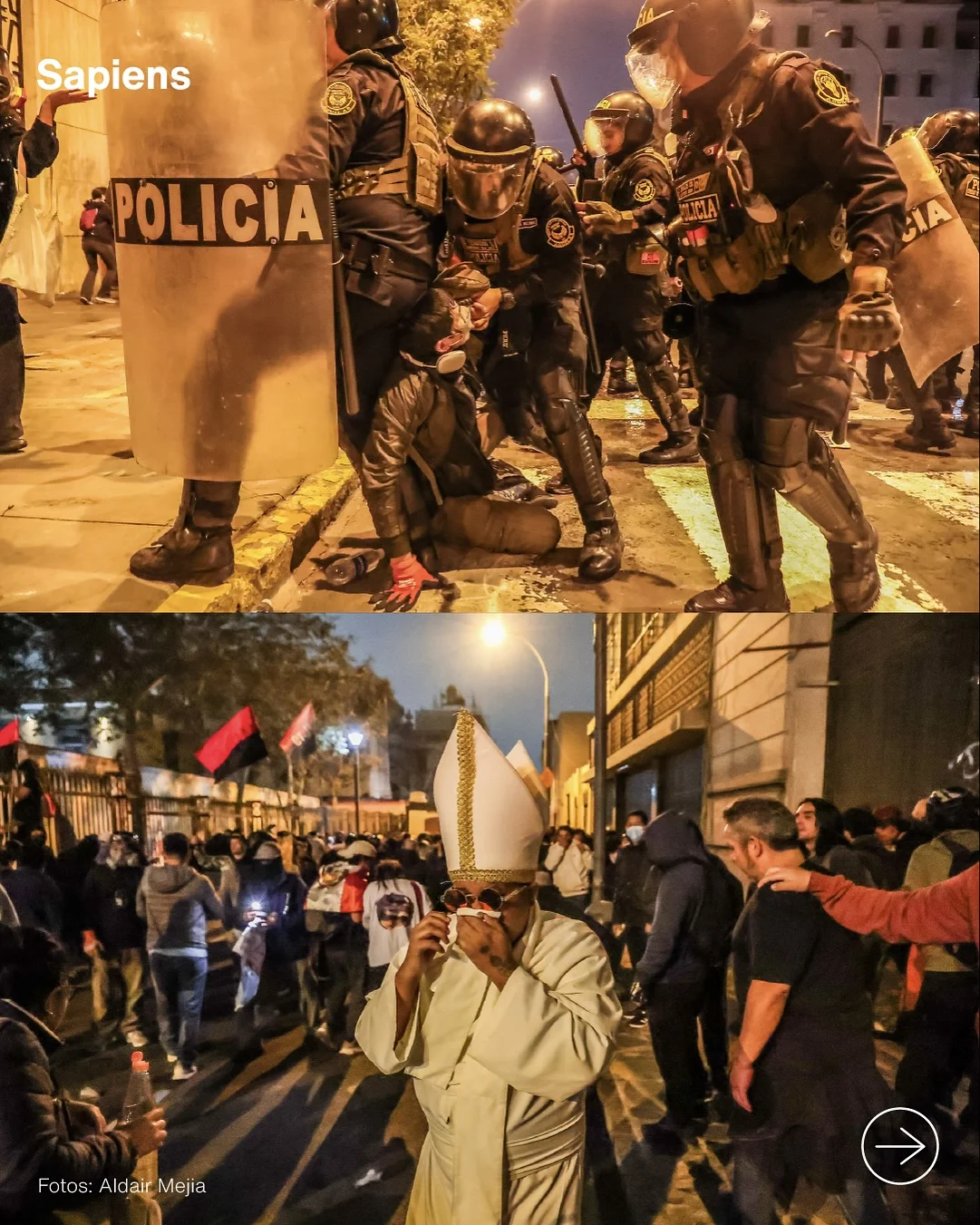🇵🇪🚨En Perú, marcha ciudadana fue brutalmente reprimida por la @policiaperu PNP.

Ciudadanos del país salieron a las calles este 15 de octubre, movidos por el hartazgo frente a una clase política que ha permitido:

📍1,710 homicidios en solo diez meses.
📍La aprobación de leyes que favorecen al crimen organizado (como la Ley 32108 y la Ley 32138).
📍El aval a un presidente acusado de violación sexual y enriquecimiento ilícito.

¿Cómo puedes ayudar? 

• Familia de Mauricio Ruiz, cantante urbano conocido como “Truko” asesinado en protesta.

Yape: 914710050 Fabio Ruiz Plin: 924042136 Rober Rios

• Familia de Luis Reyes, joven en estado de coma tras recibir un impacto en la cabeza.

Comunicarse con su tía, Herli Rodríguez al: 999 985 224. Ella está a cargo de recepcionar toda donación para la intervención quirúrgica. Colocar “Apoyo Luis” como descripción.

¿En qué momento protestar se convirtió en un crimen que te cuesta la vida? 👁️

🎞️ Fotografías: @aldairmejia_photo 
Fotoperiodista peruano 

#QueSeVayanTodos #MarchaNacional #15deOctubre #CrisisPerú #Sapiens
