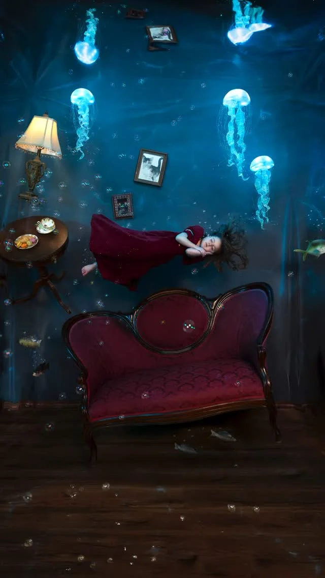 How our family made a room float for a photo! 😳💙 #CanonPartner Weeks of planning and days of jellyfish makin