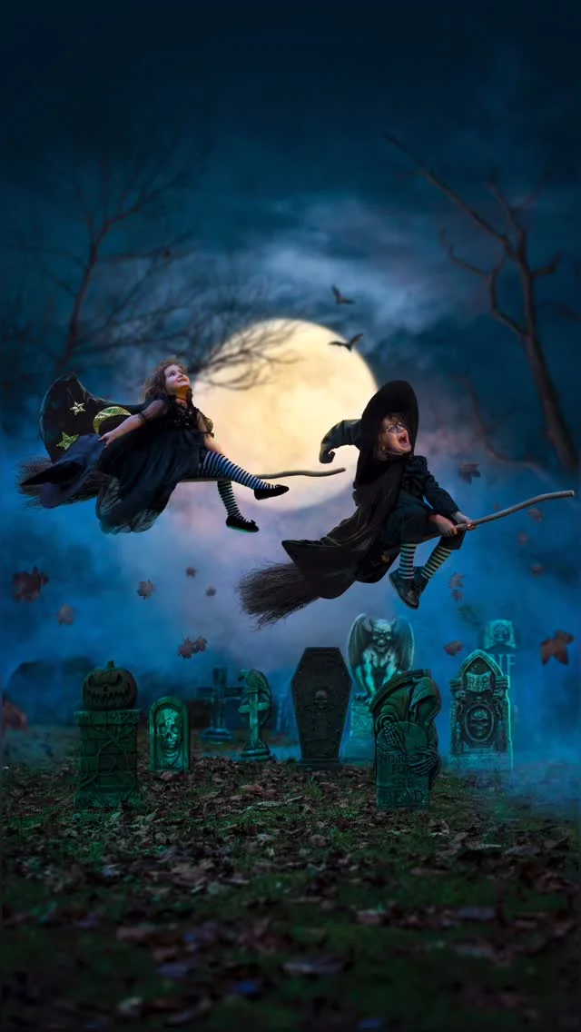 That one time our family made a witch broom fly on a zip line for a photo 😅💚 our kids still play on this all